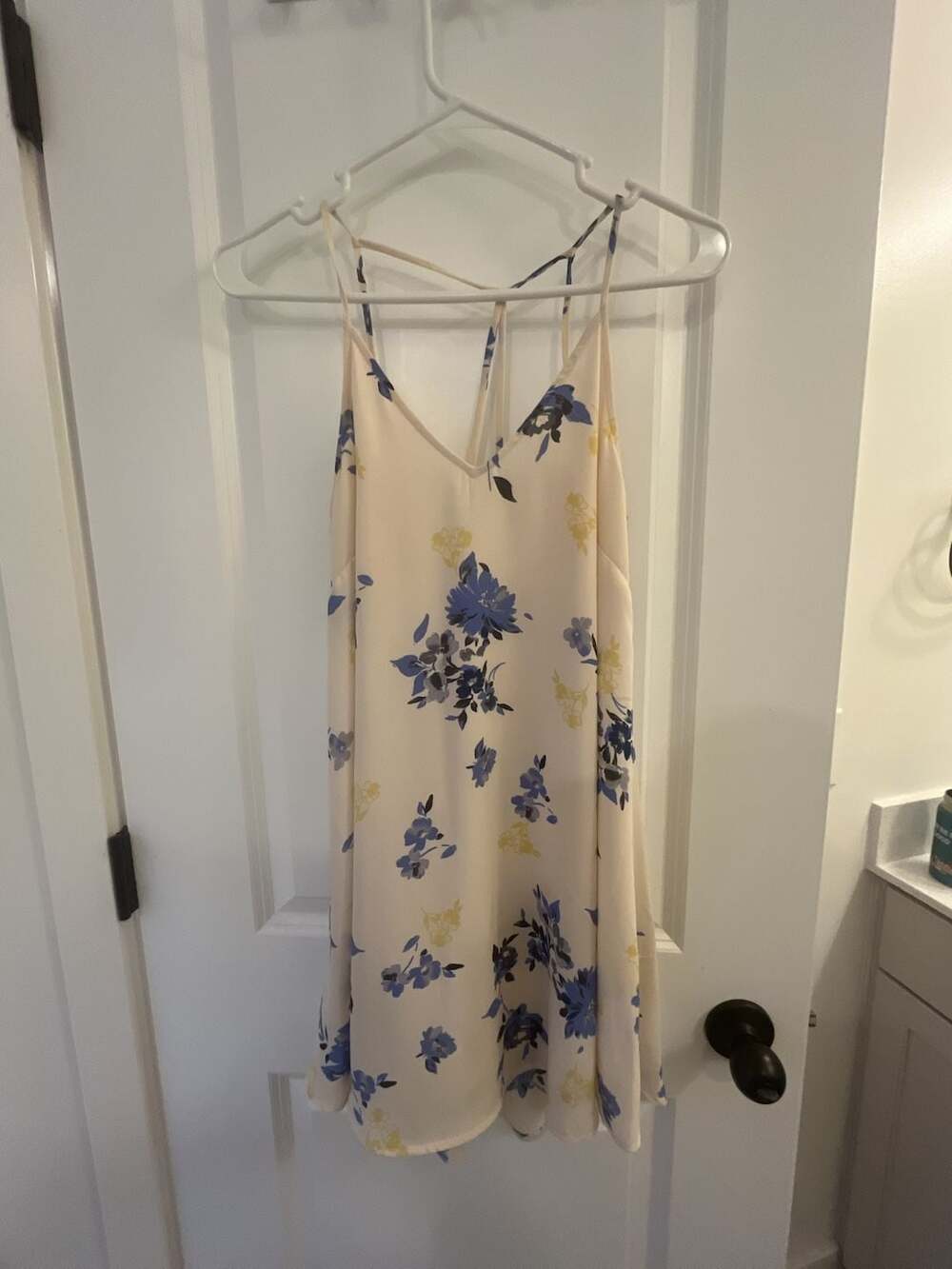 Lush Floral Print Mini Dress with Strappy Back Detail XS